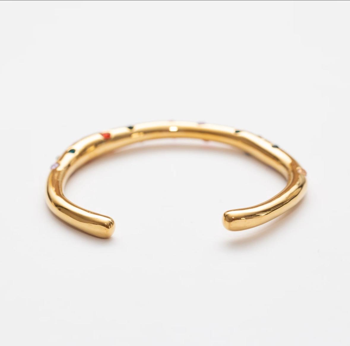 Bracelet Jonc Doré – Acier Inoxydable & Pierres Multicolores