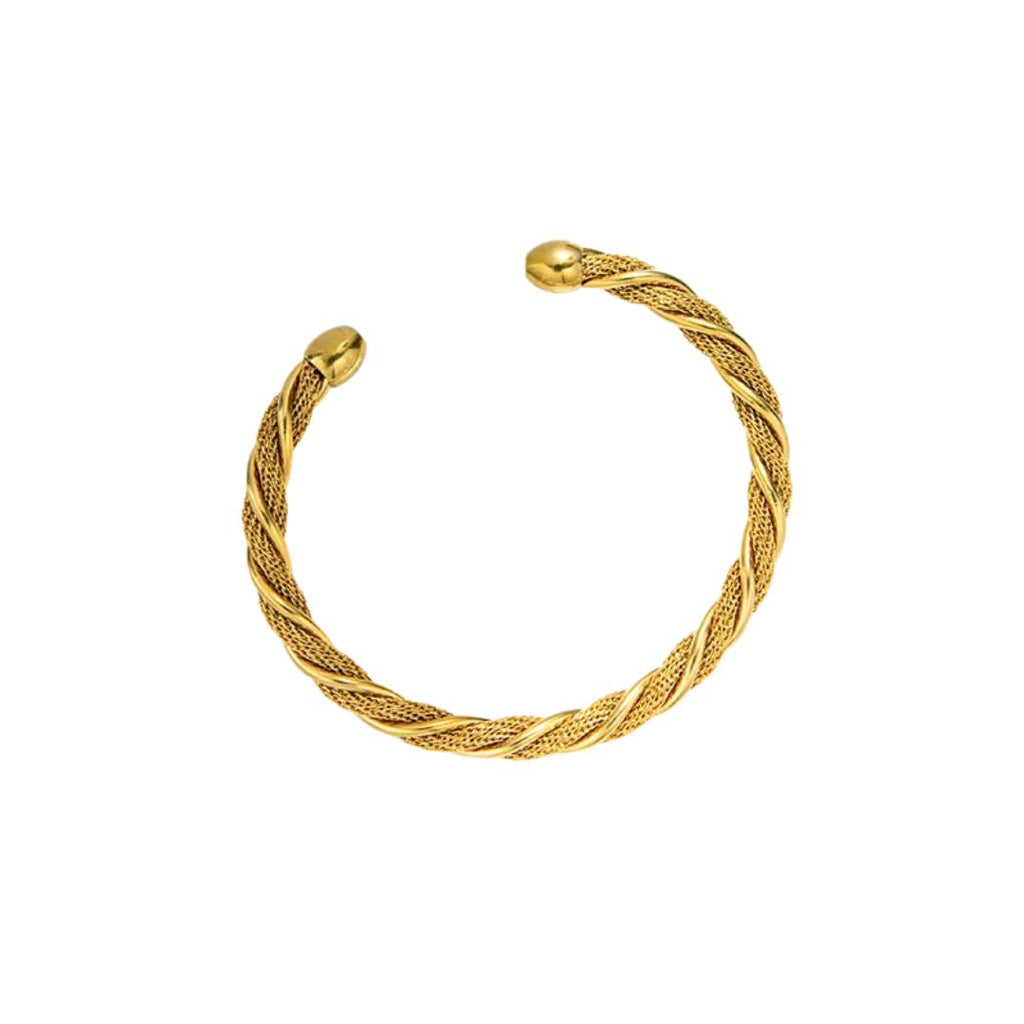 Bracelet Jonc Torsadé Doré – Acier Inoxydable